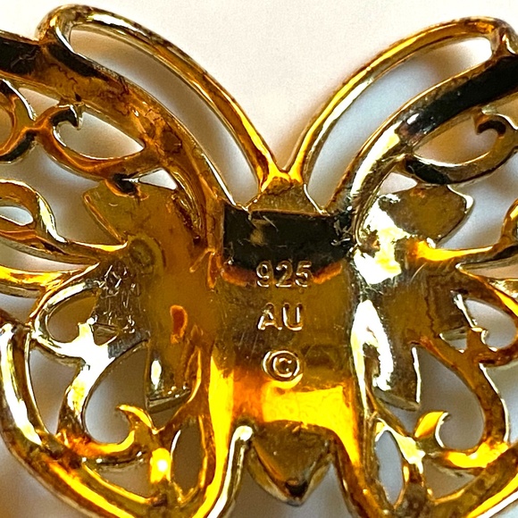 Gold Over Sterling Silver Crystal Butterfly Necklace - Picture 6 of 6